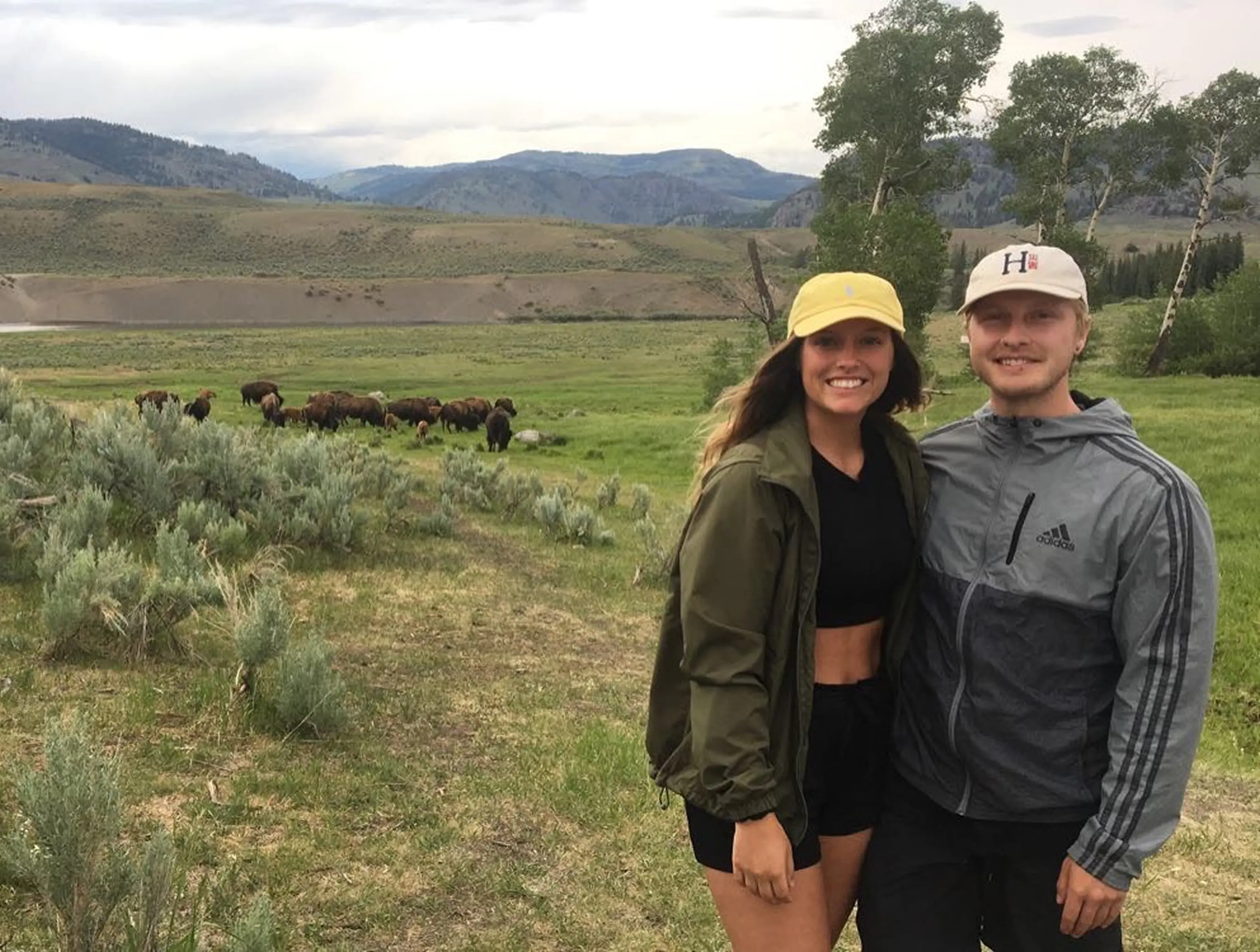 Drew and Emma in front of the Bison